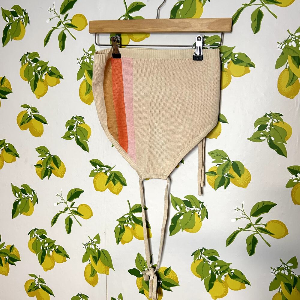 Miss Sparkling Stripe Halter Top and Skirt Set Womens Size XL NWT Tan Orange - Picture 2 of 8
